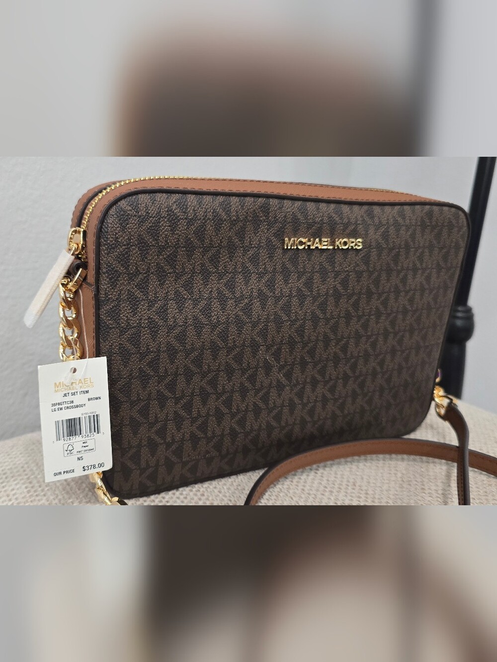 Michael Kors Jet Set Large Logo Crossbody Bag Brown NWT - Picture 4 of 13